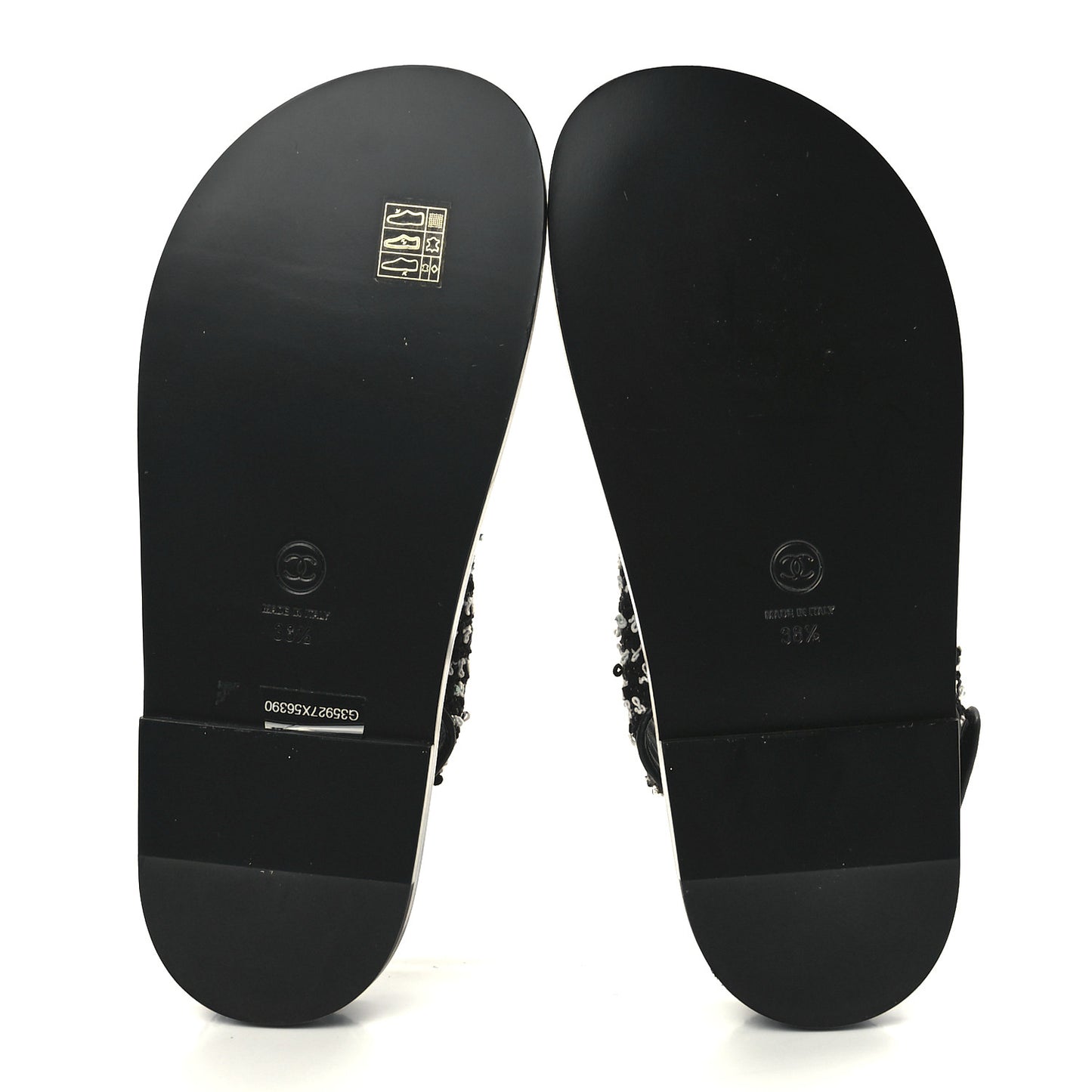 Tweed Lambskin Dad Sandals 38.5 Black White