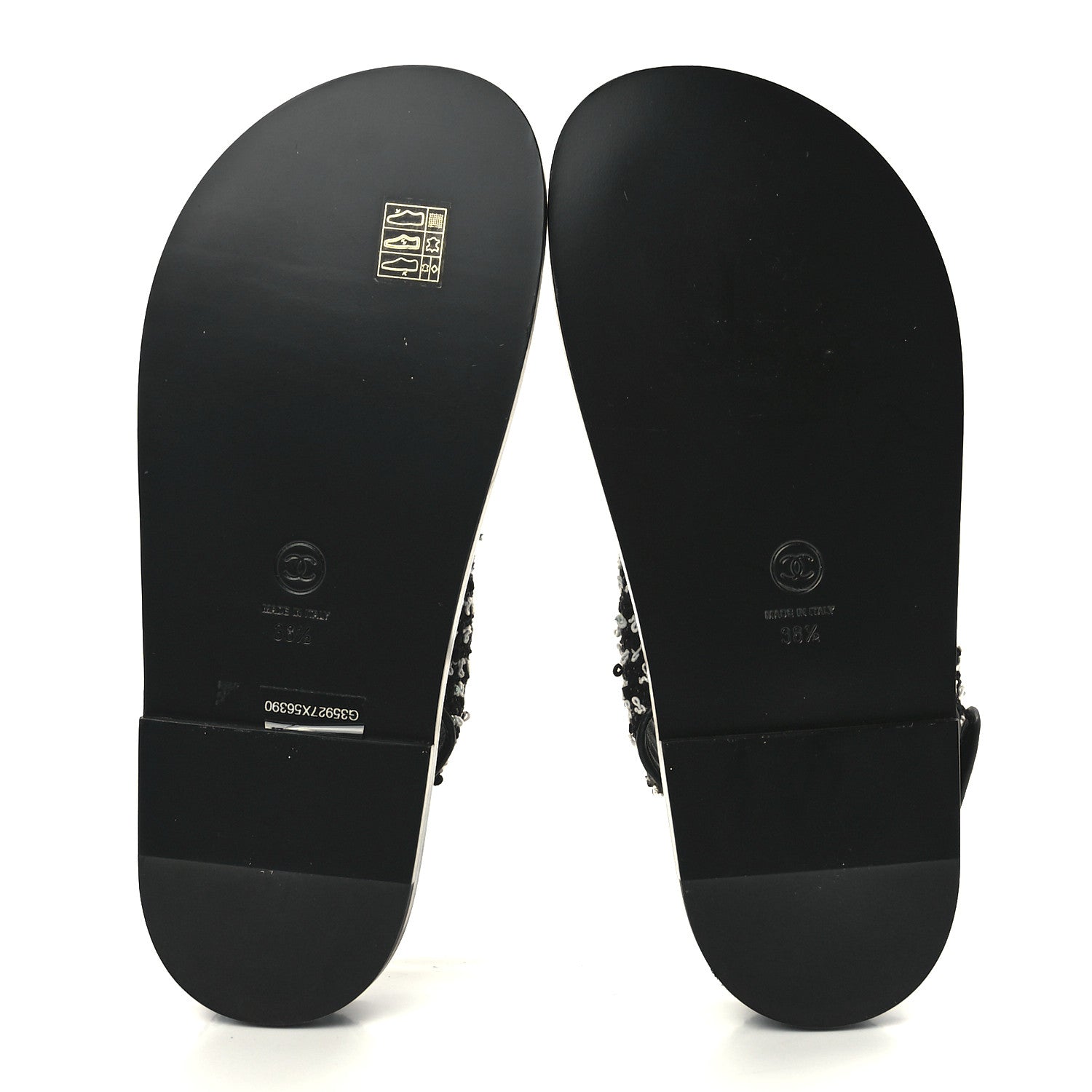 Chanel Tweed Lambskin Dad Sandals 38.5 Black White 5 of 9