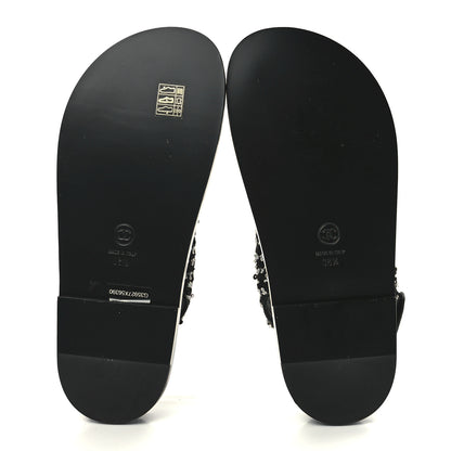 Chanel Tweed Lambskin Dad Sandals 38.5 Black White 5 of 9