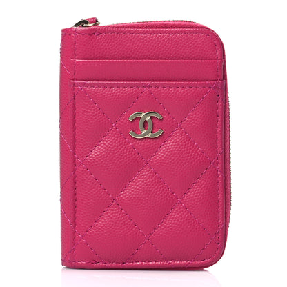 Chanel Caviar Quilted Zip Card Holder Fuchsia 1 of 8