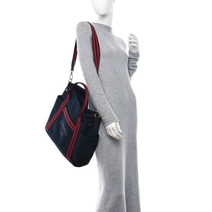 Hermes Toile Sac De Pansage Groom Bleu Marine Rouge 2 of 14