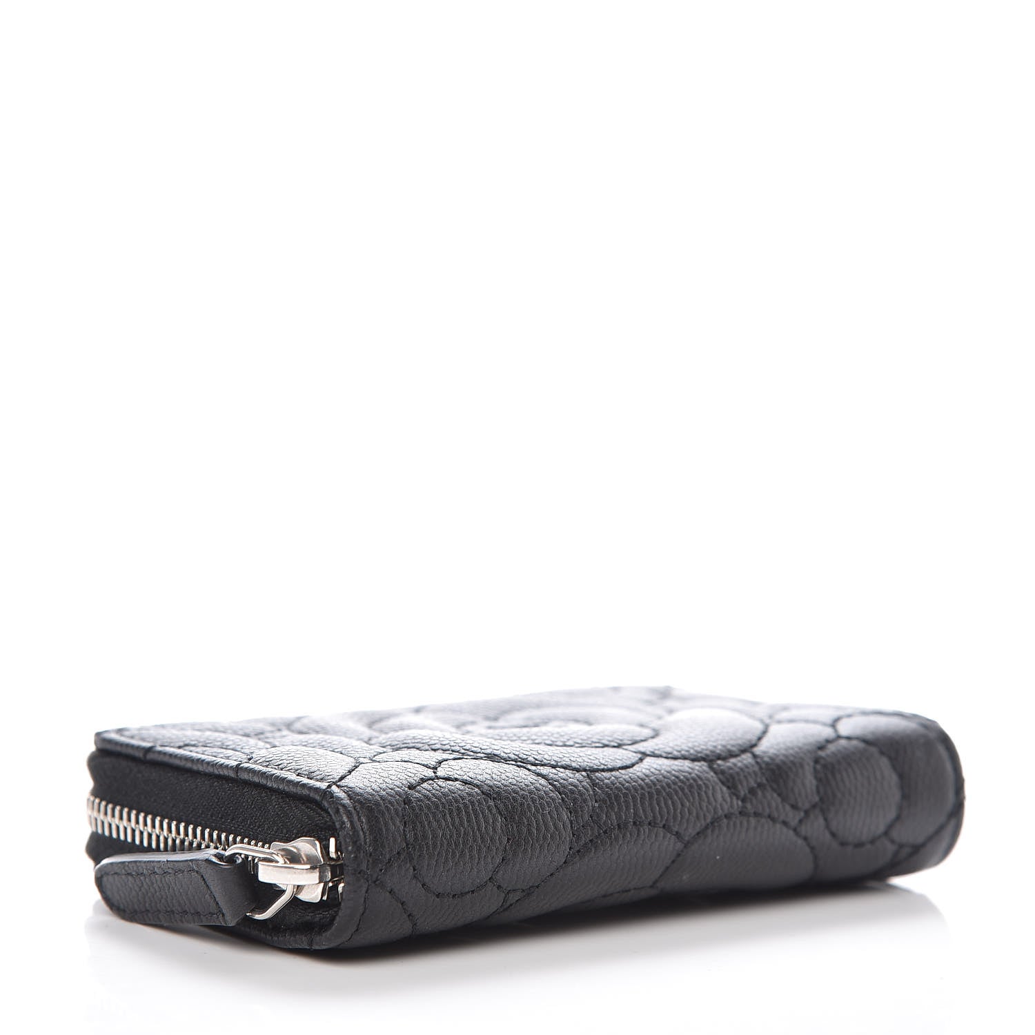 Chanel Caviar Camellia Embossed Zip Coin Purse Black 4 of 7