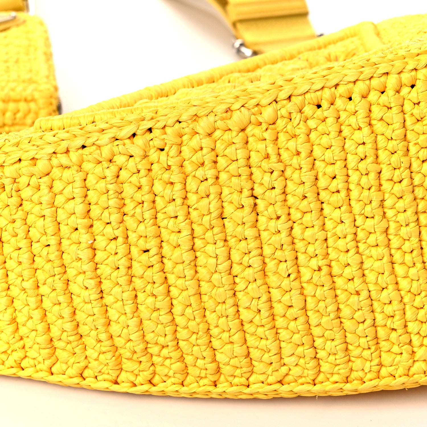 Prada Yarn Raffia Effect Crochet Triangle Shoulder Bag Giallo 10 of 12