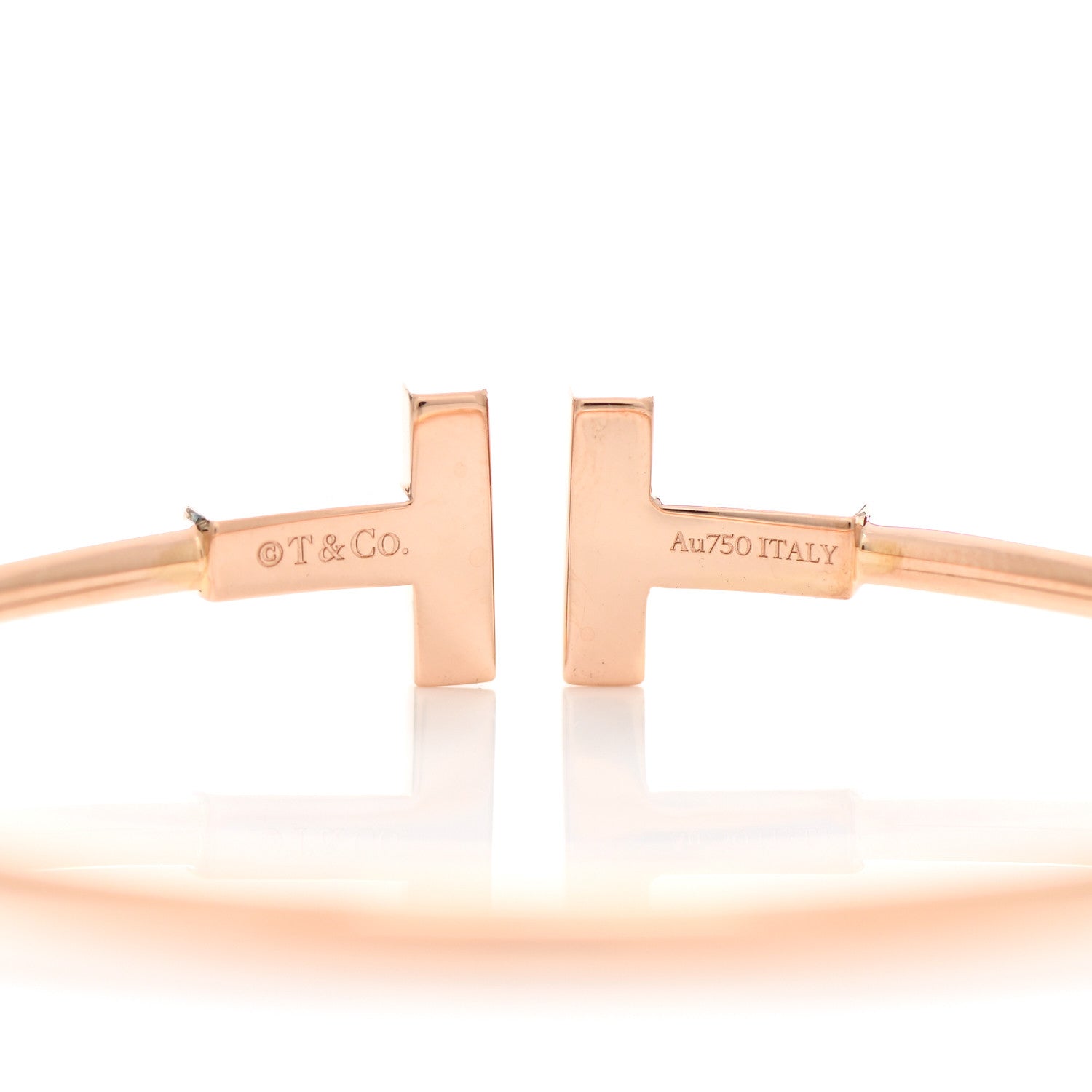 Tiffany 18K Rose Gold Diamond Mother of Pearl T Wire Bracelet 3 of 4
