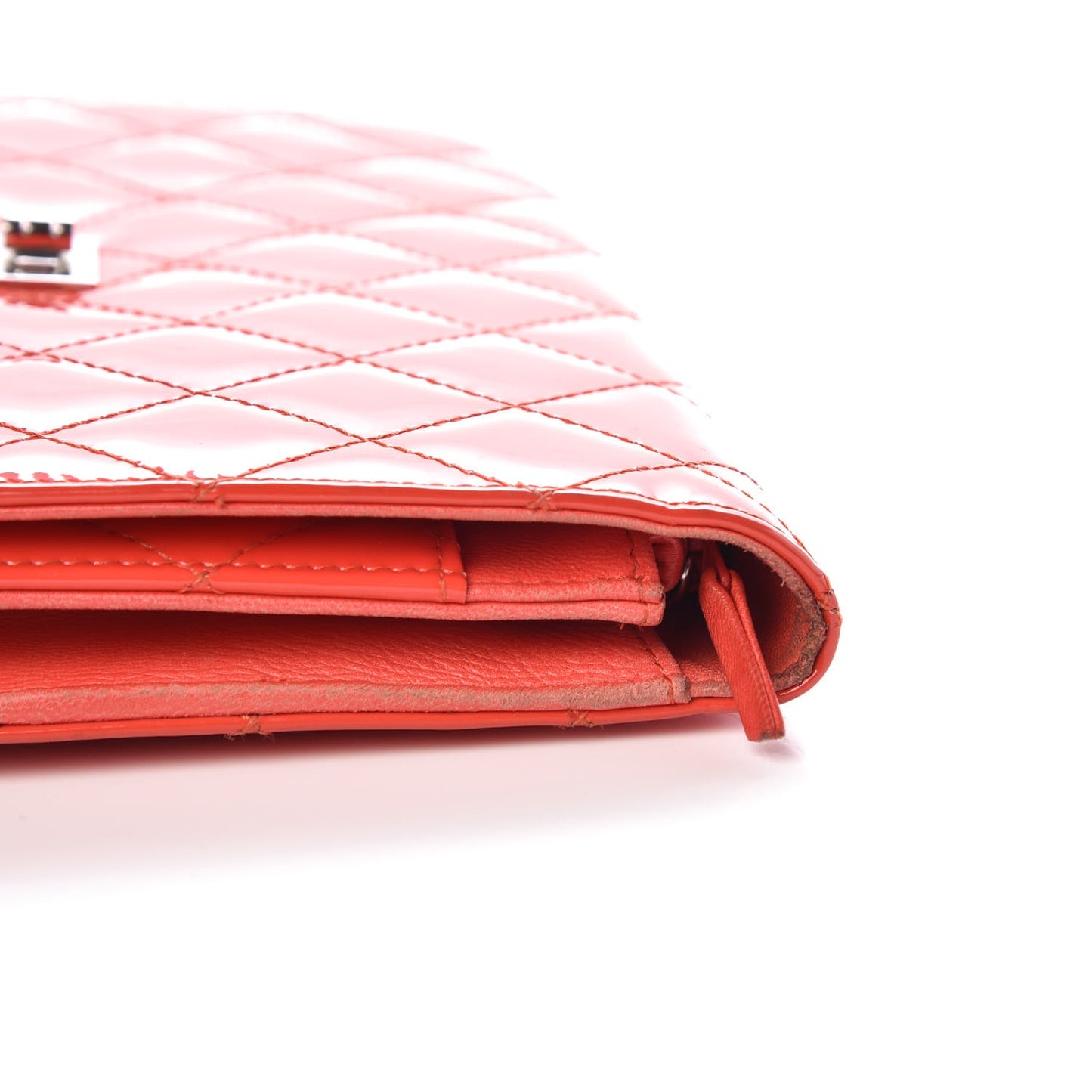 Patent Calfskin Quilted Reissue Wallet On Chain WOC Red