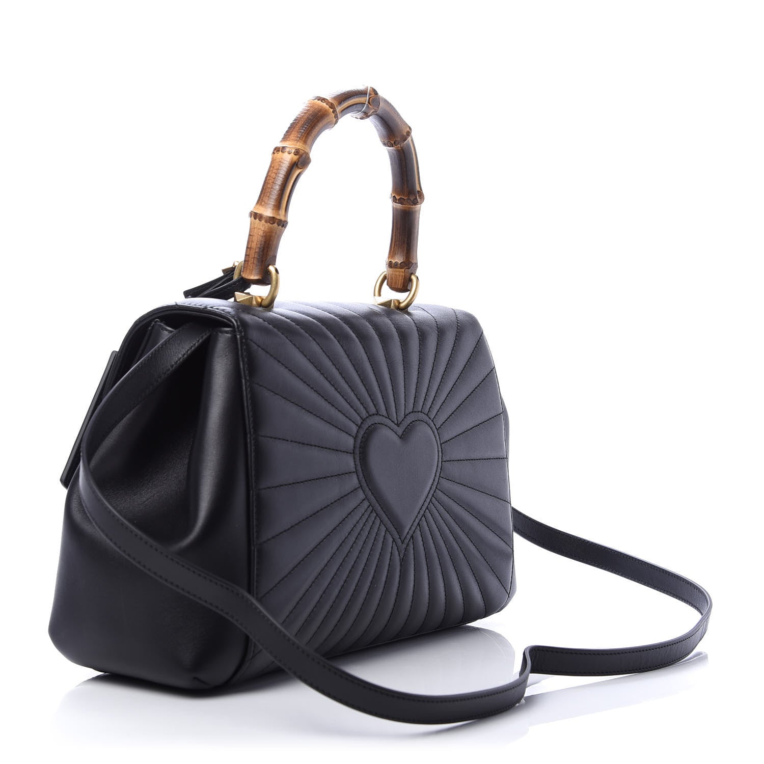 Gucci Calfskin Bamboo Trapuntata Queen Margaret Top Handle Bag Black 3 of 13