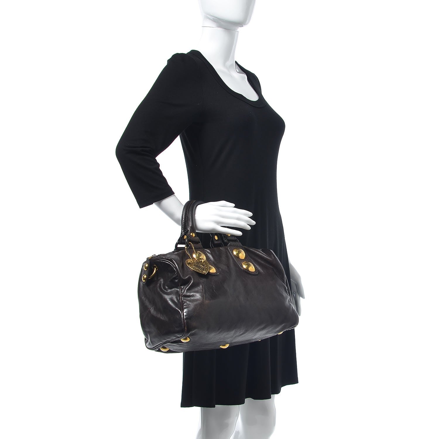Gucci Calfskin Medium Babouska Boston Tote Dark Brown 2 of 14
