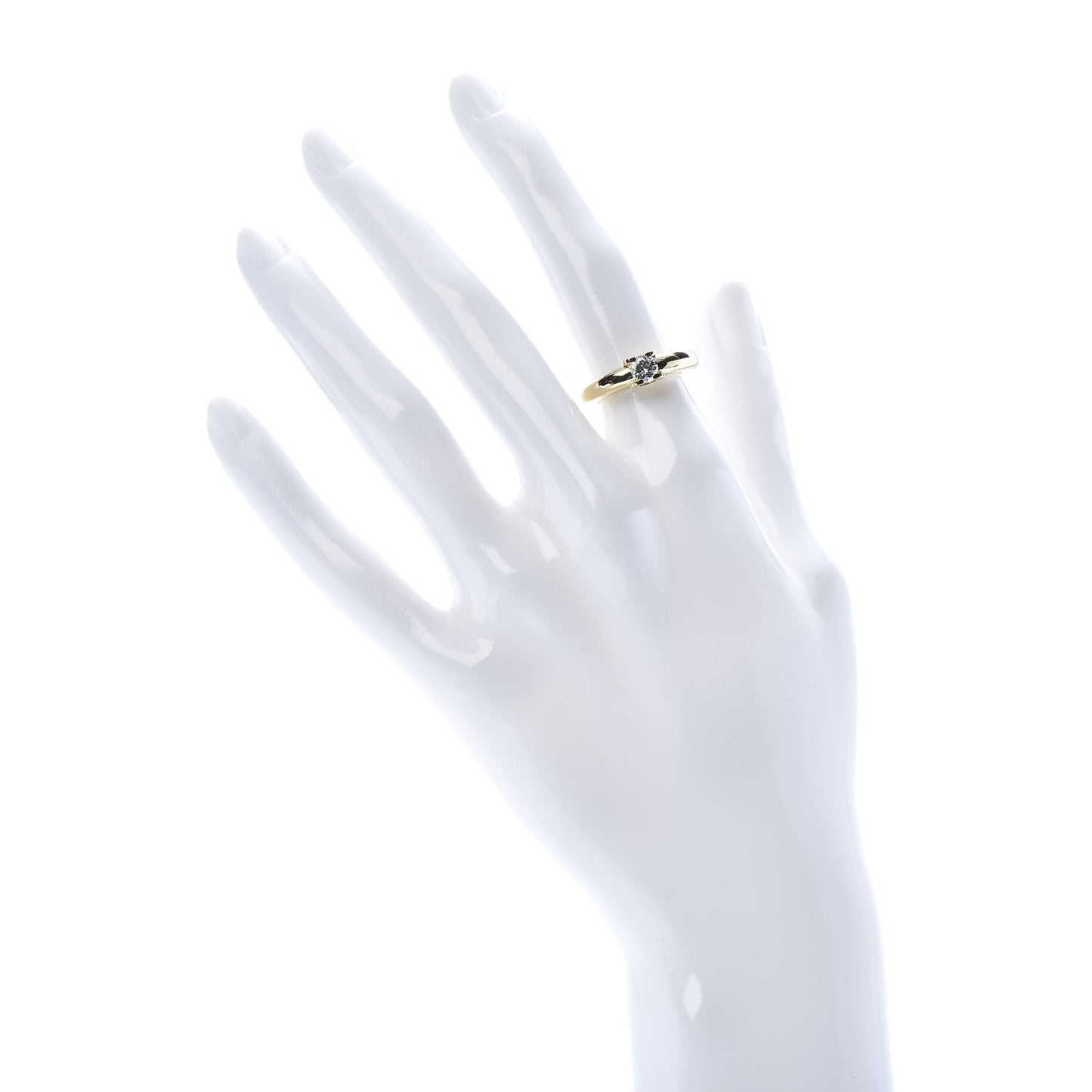 18K Yellow Gold Diamond C De Solitaire Ring 49 5