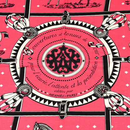 Hermes Cashmere Silk Couvertures Et Tenues de Jour Bandana Shawl 140 Rose Bonbon Black White 2 of 5