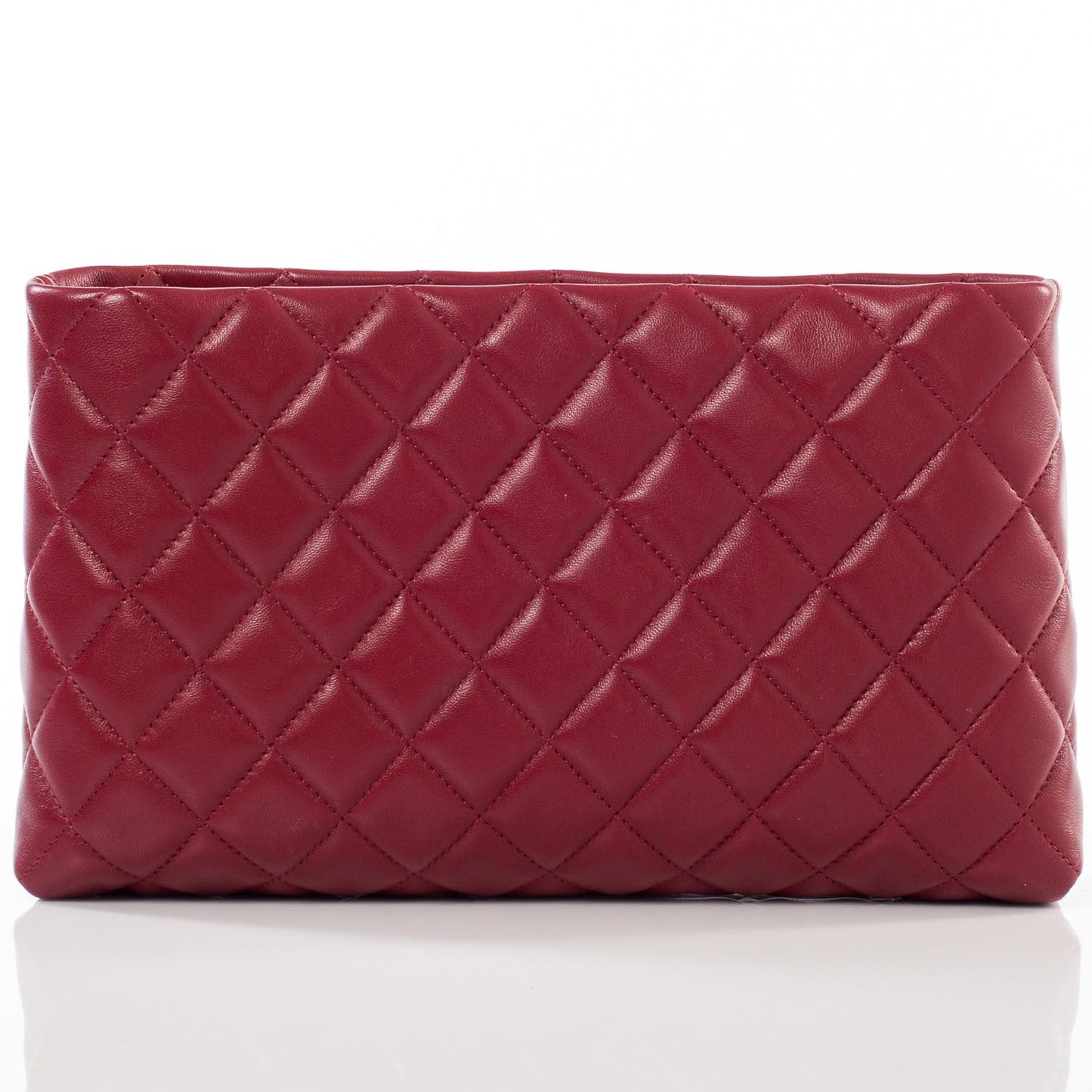 Lambskin Quilted Clutch Red