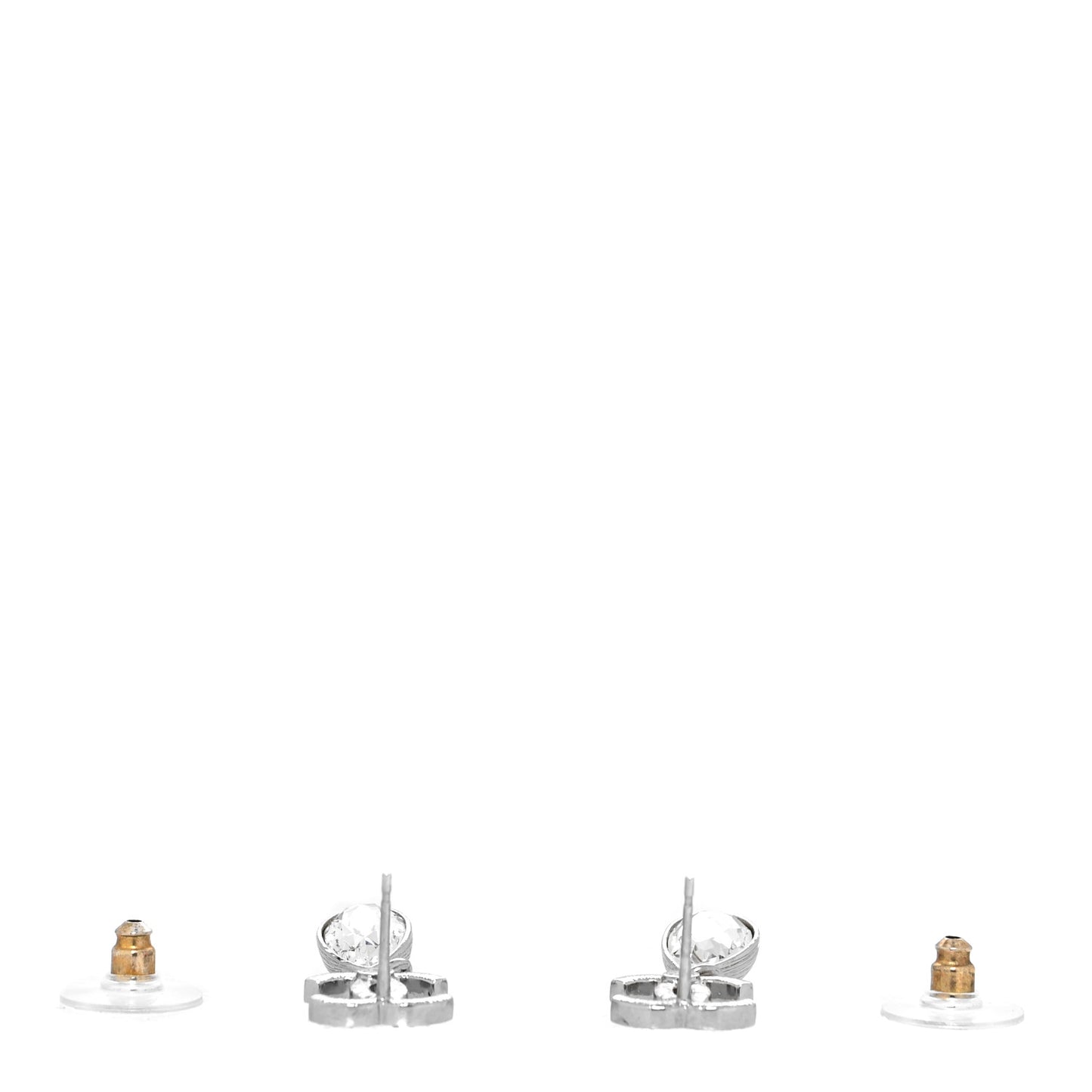 Crystal CC Tear Drop Earrings Silver