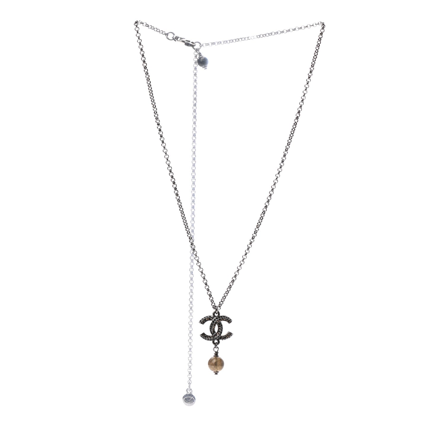 Ruthenium Crystal CC Drop Necklace