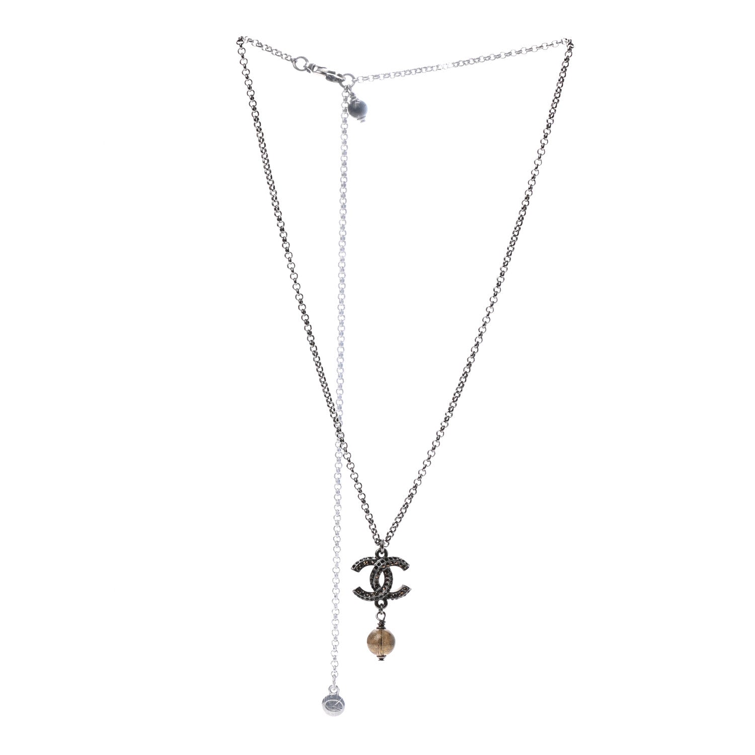 Chanel Ruthenium Crystal CC Drop Necklace 3 of 5