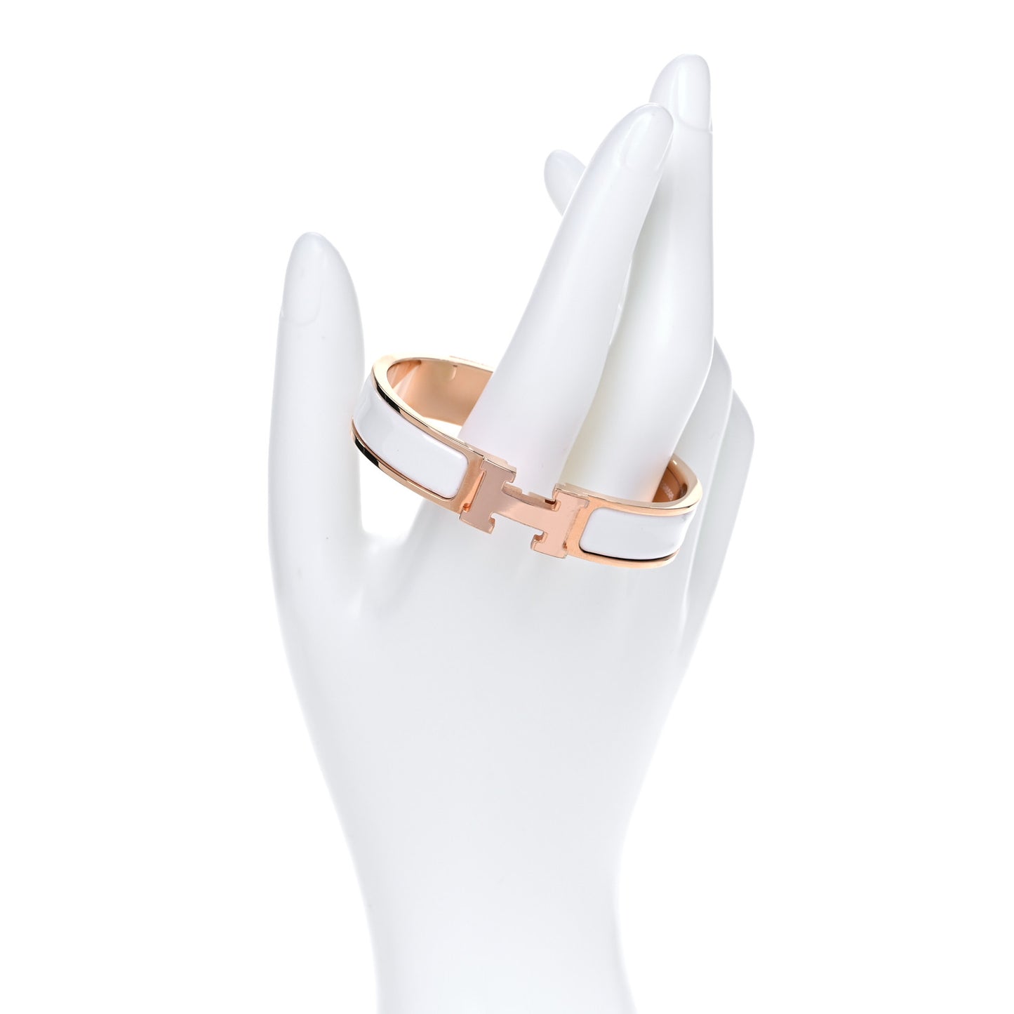 Enamel Narrow Clic Clac H Bracelet PM White