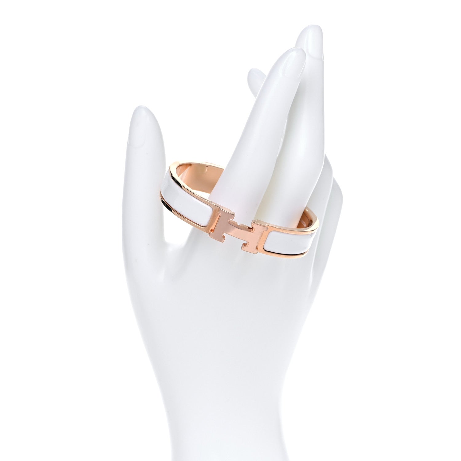 Hermes Enamel Narrow Clic Clac H Bracelet PM White 2 of 9