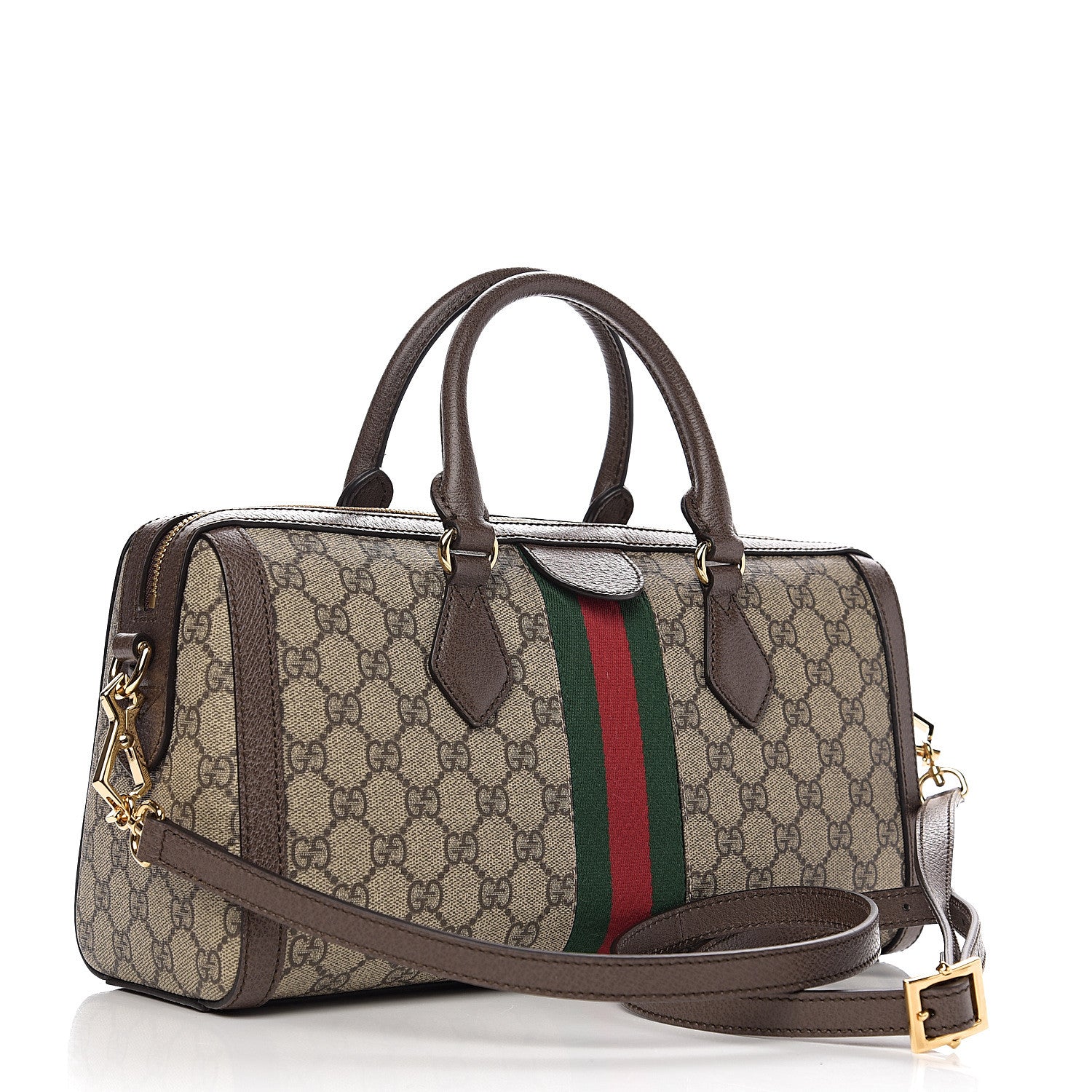 Gucci GG Supreme Monogram Web Medium Ophidia Boston Brown 2 of 10