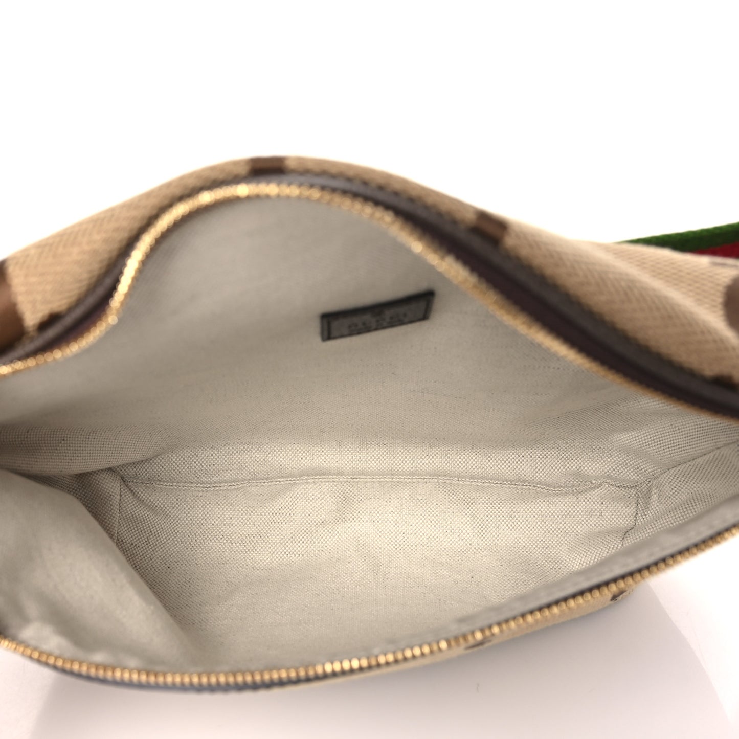 Monogram Jumbo GG Textured Dollar Calfskin Web Belt Bag Camel Ebony New Acero