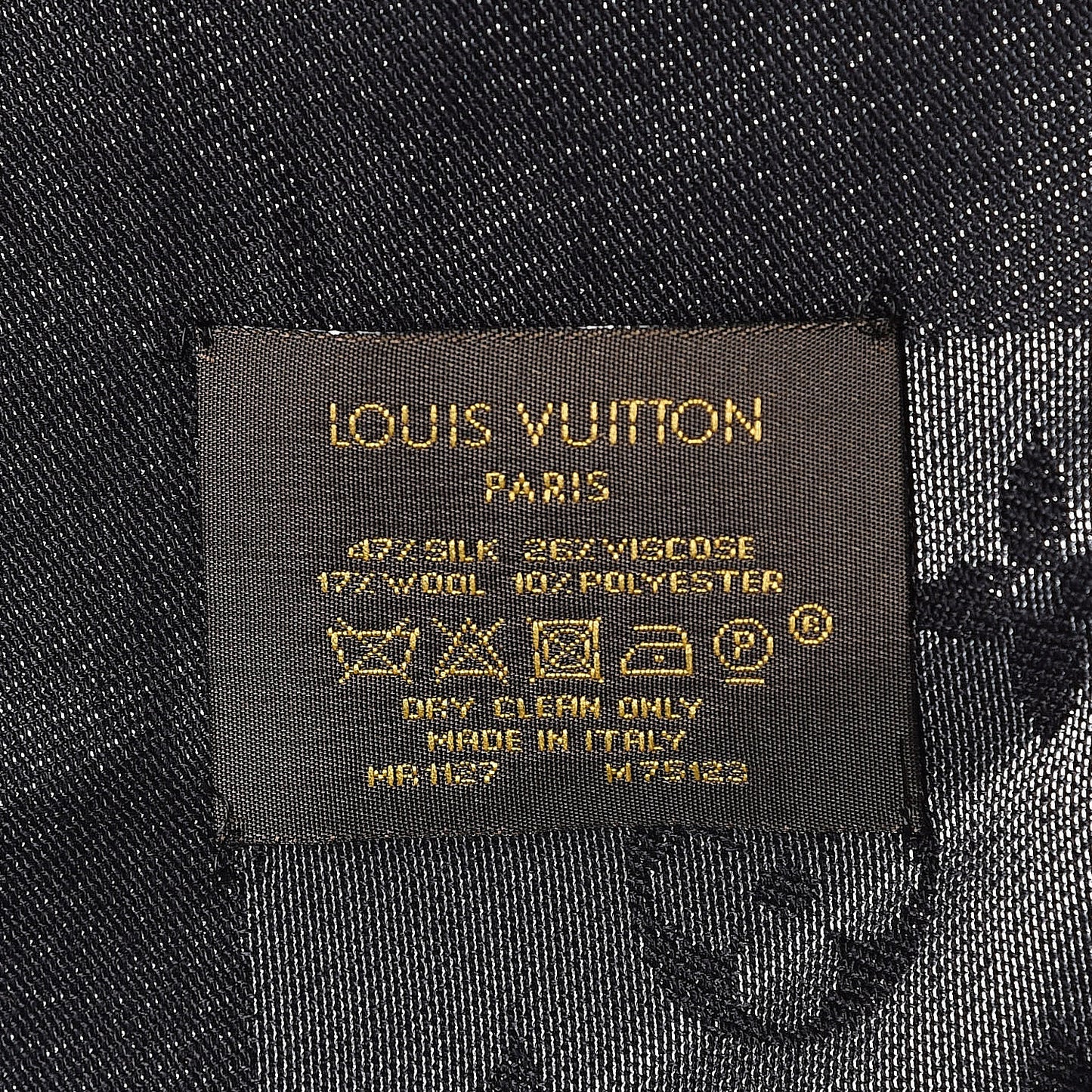 Silk Lurex Wool Monogram Shine Shawl Black