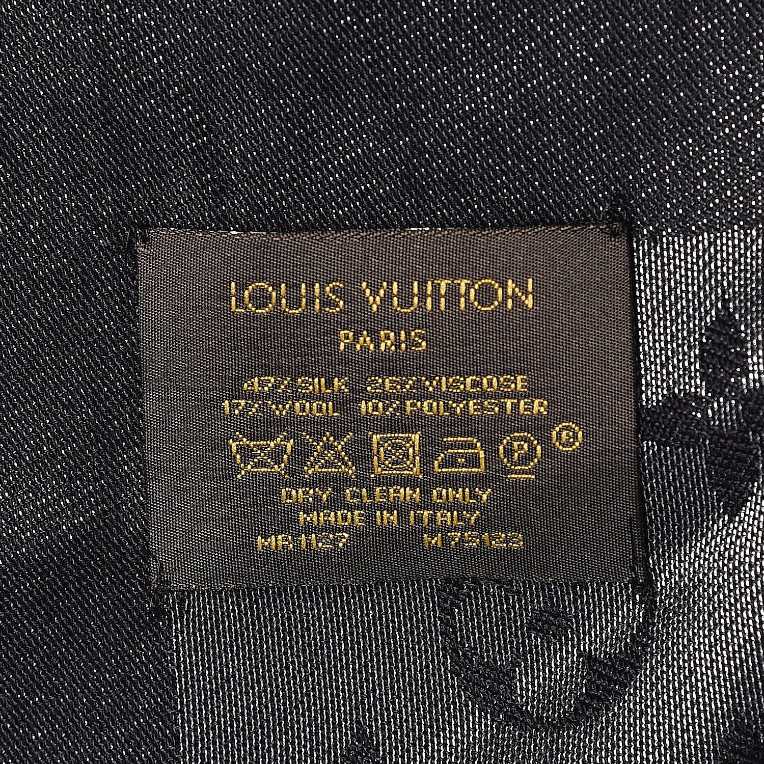 Louis Vuitton Silk Lurex Wool Monogram Shine Shawl Black 3 of 3