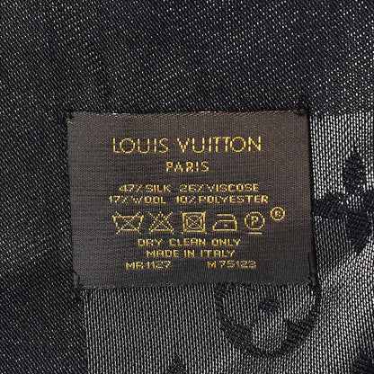 Louis Vuitton Silk Lurex Wool Monogram Shine Shawl Black 3 of 3