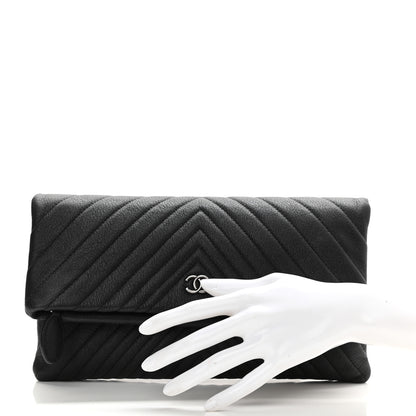 Chanel Calfskin Chevron CC Beauty Clutch Black 2 of 7
