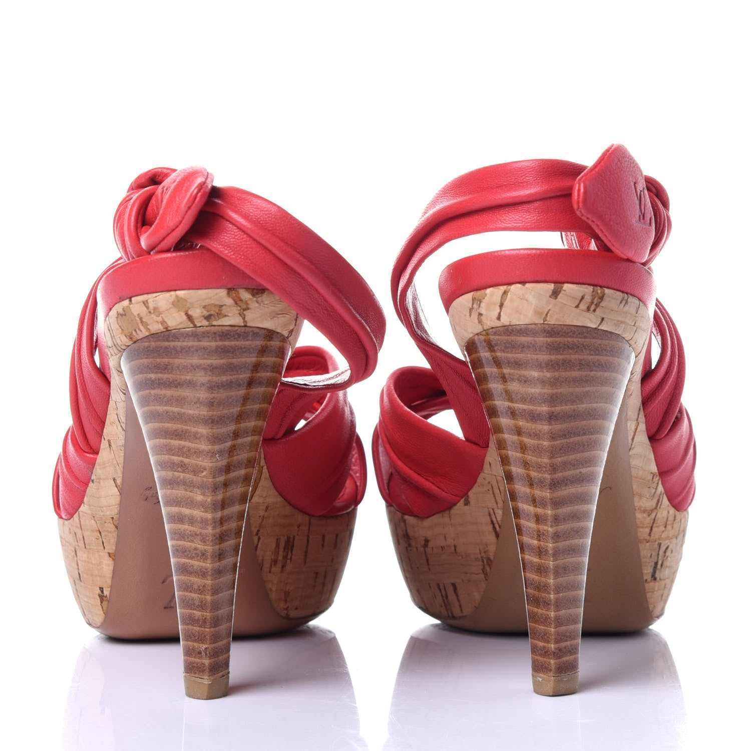 Louis Vuitton Deerskin Cork Porto Cervo Sandals 36 Red 5 of 10