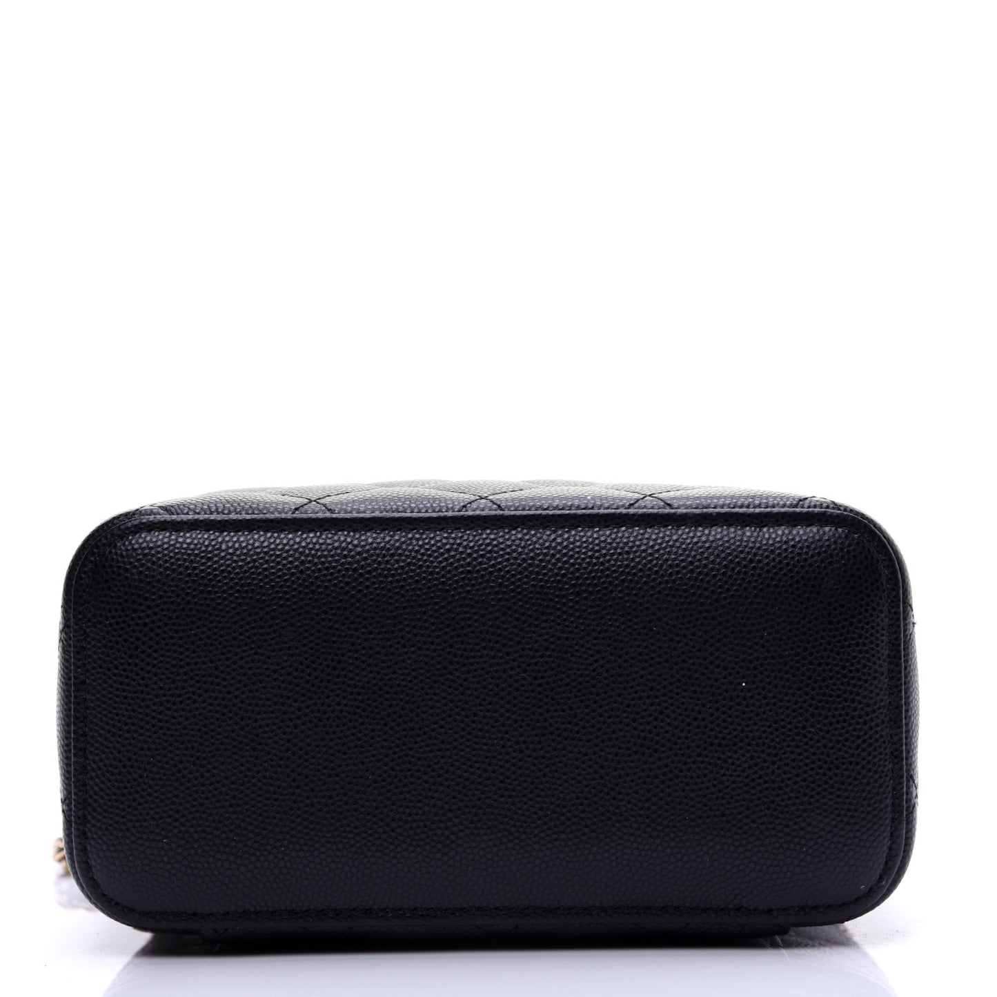 Caviar Quilted Small Vanity Case With Chain Black