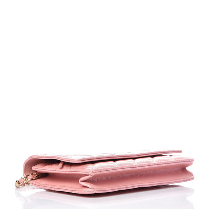 Chanel Iridescent Caviar Quilted Wallet on Chain WOC Rose Pink 4 of 9