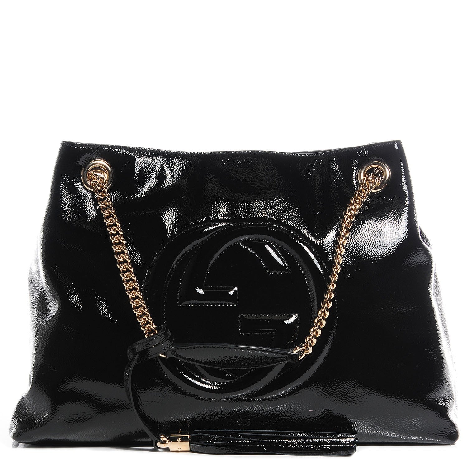 Gucci Patent Medium Soho Chain Shoulder Bag Black 1 of 7