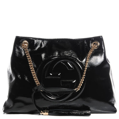 Gucci Patent Medium Soho Chain Shoulder Bag Black 1 of 7