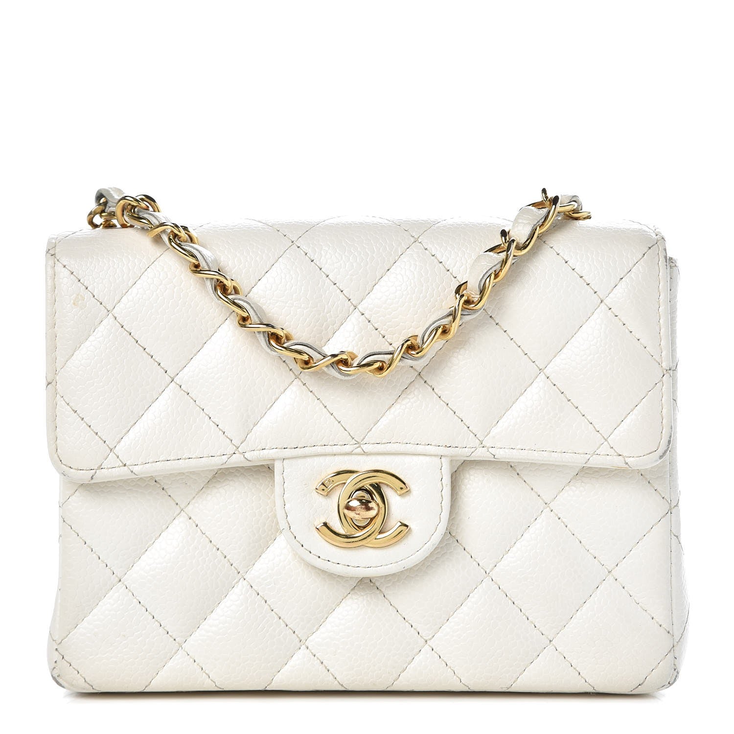 Chanel Caviar Quilted Mini Square Flap White 1 of 14