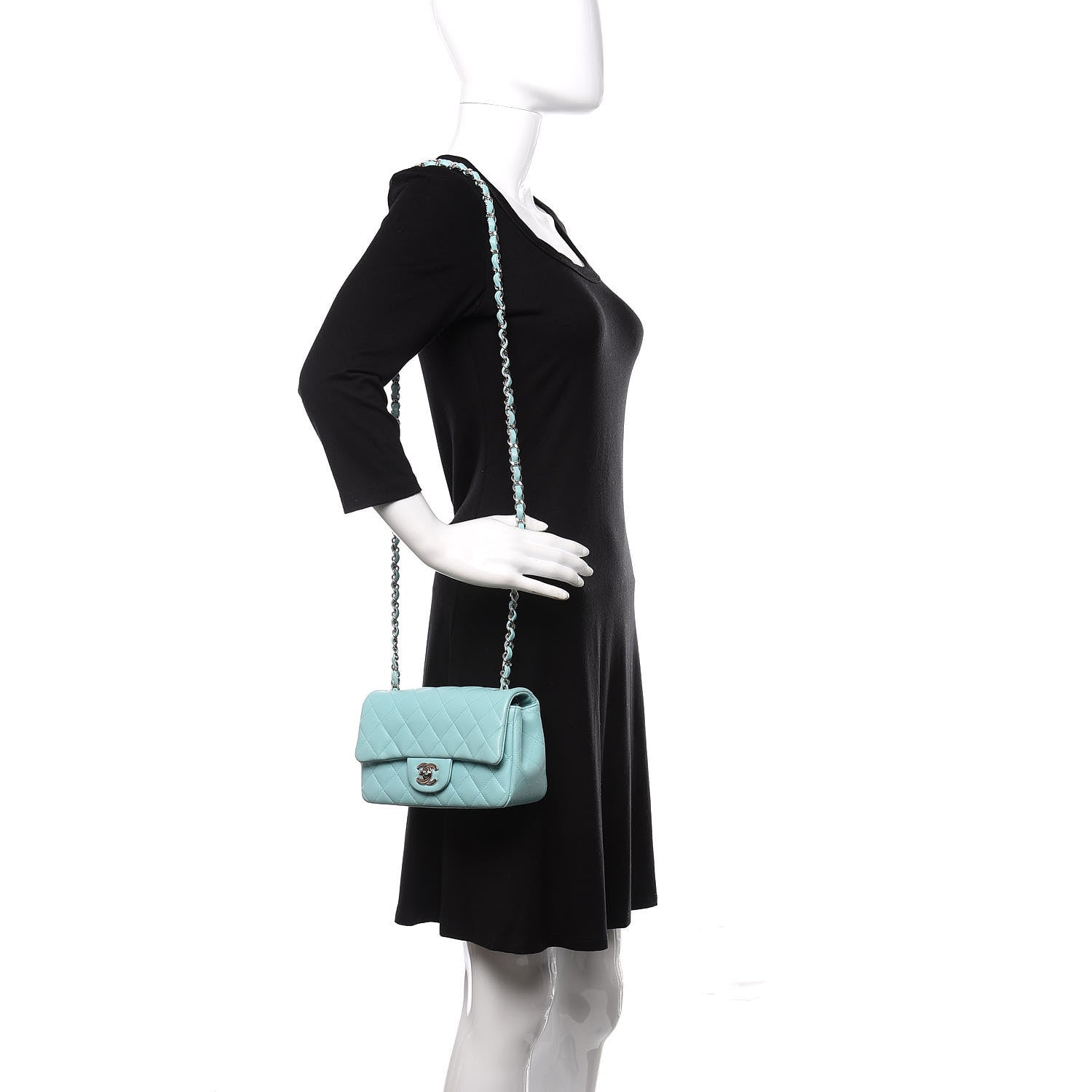 Chanel Lambskin Quilted Mini Rectangular Flap Light Blue 2 of 11