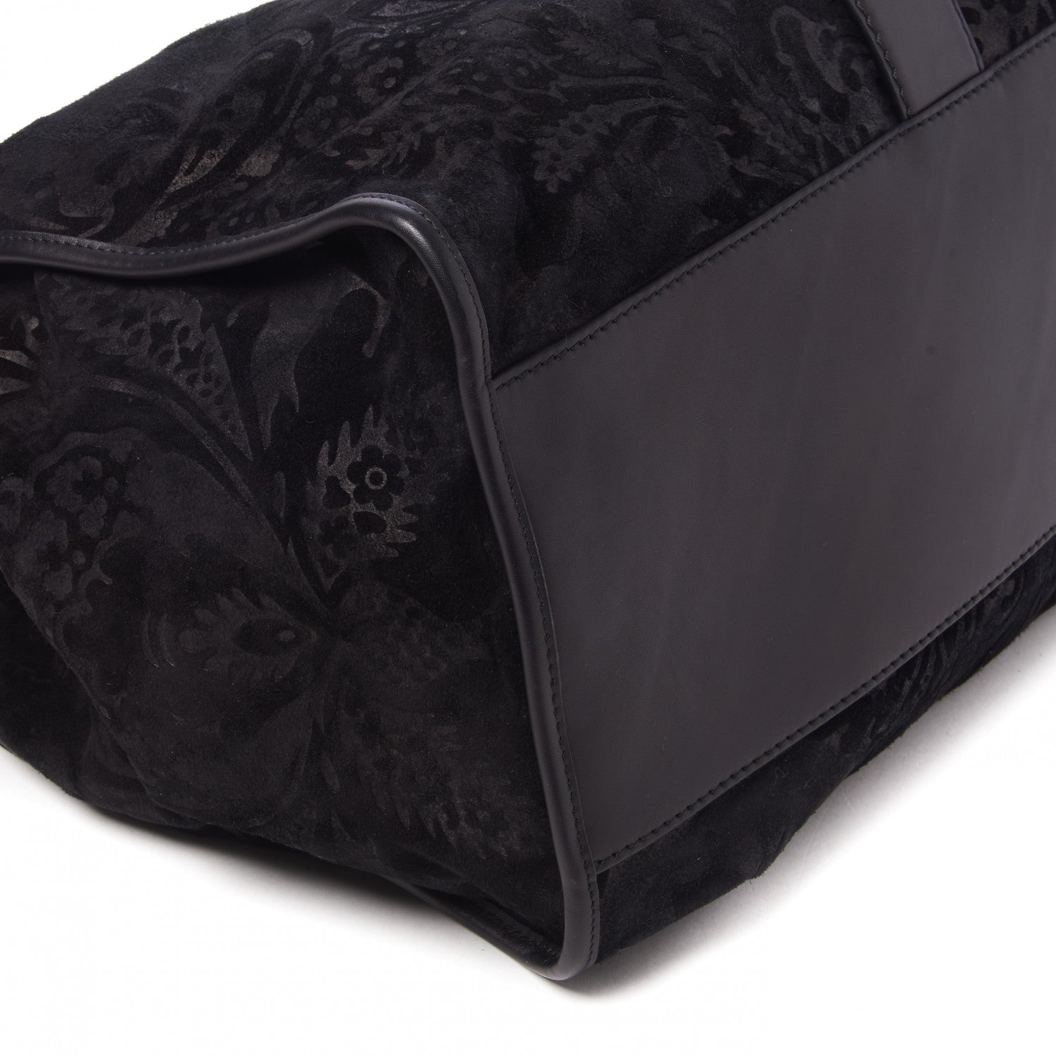Gucci Nubuck Brocade Large Soft Stirrup Shoulder Bag Black 5 of 8