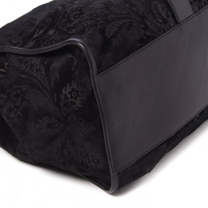 Gucci Nubuck Brocade Large Soft Stirrup Shoulder Bag Black 6 of 9