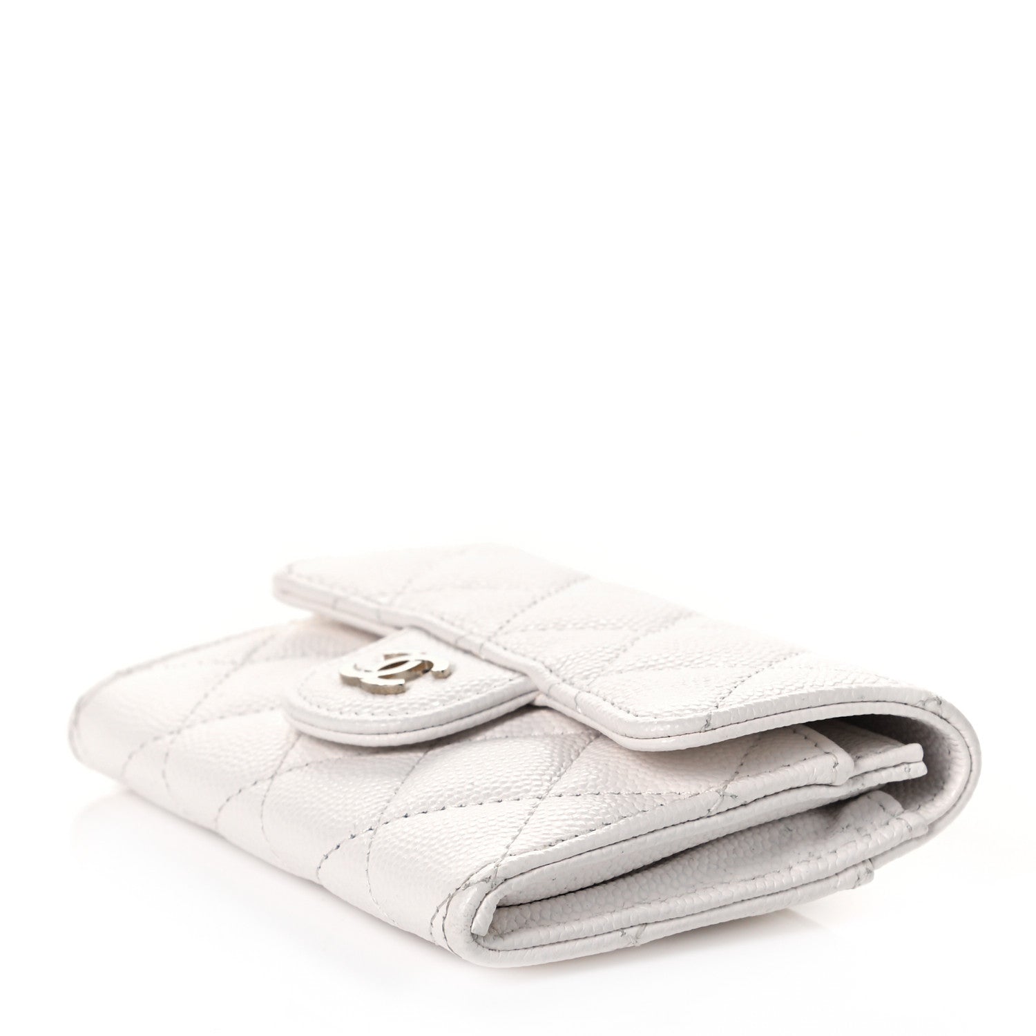 Chanel Caviar Quilted Flap Card Holder Wallet White 5 of 10