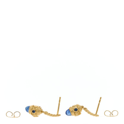 David Yurman 18K Yellow Gold Blue Sapphire Renaissance Drop Earrings 3 of 4