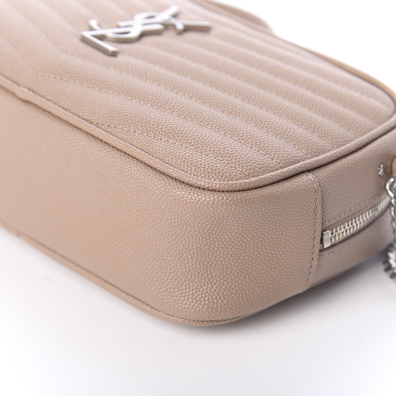 Saint Laurent Grain De Poudre Matelasse Monogram Mini Lou Camera Bag Dark Beige 9 of 9