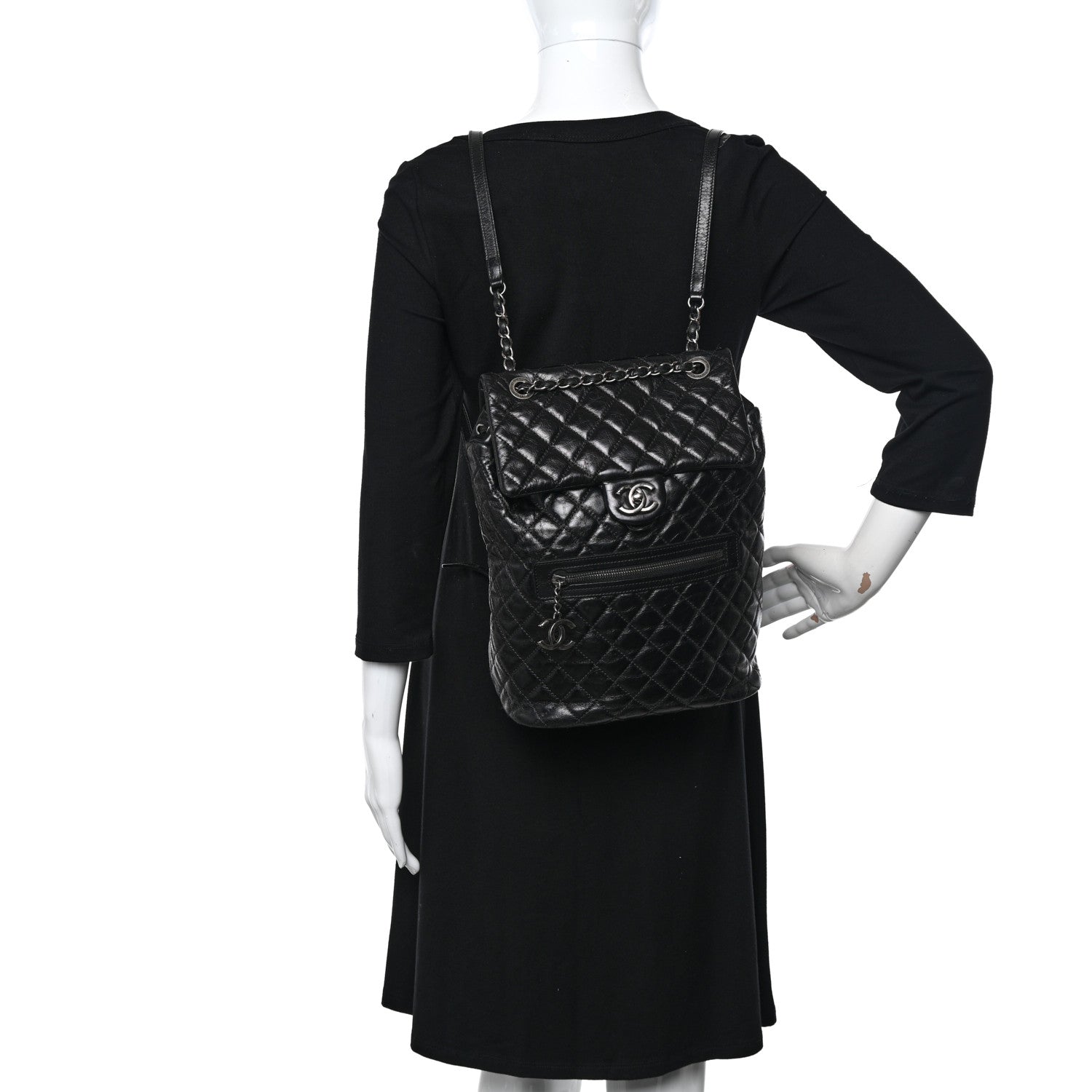 Chanel Glazed Calfskin Quilted Large Salzburg Backpack Black 3 of 12