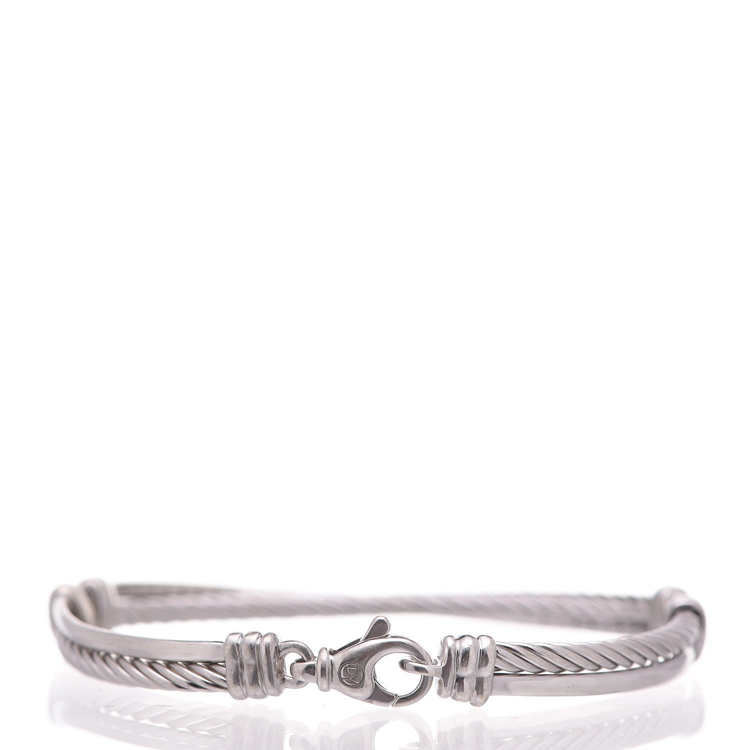 David Yurman Sterling Silver Diamond 3mm Crossover Bracelet 3 of 4