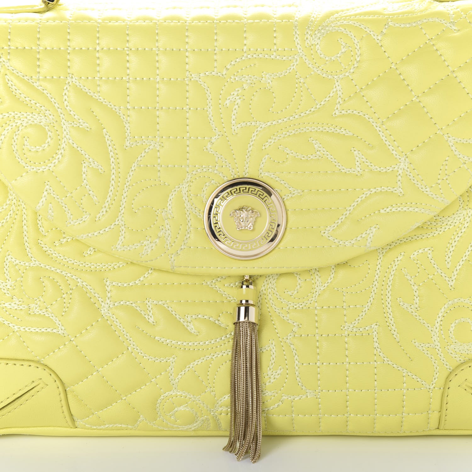 Versace Barocco Quilted Nappa Altea Vanitas Satchel Yellow 7 of 12
