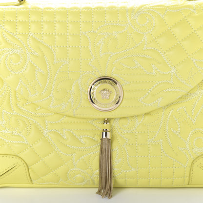 Versace Barocco Quilted Nappa Altea Vanitas Satchel Yellow 7 of 12