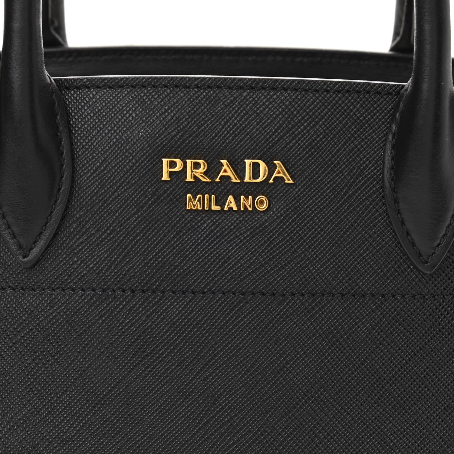 Prada Saffiano City Calfskin Small Bibliotheque Top Handle Black White 8 of 10
