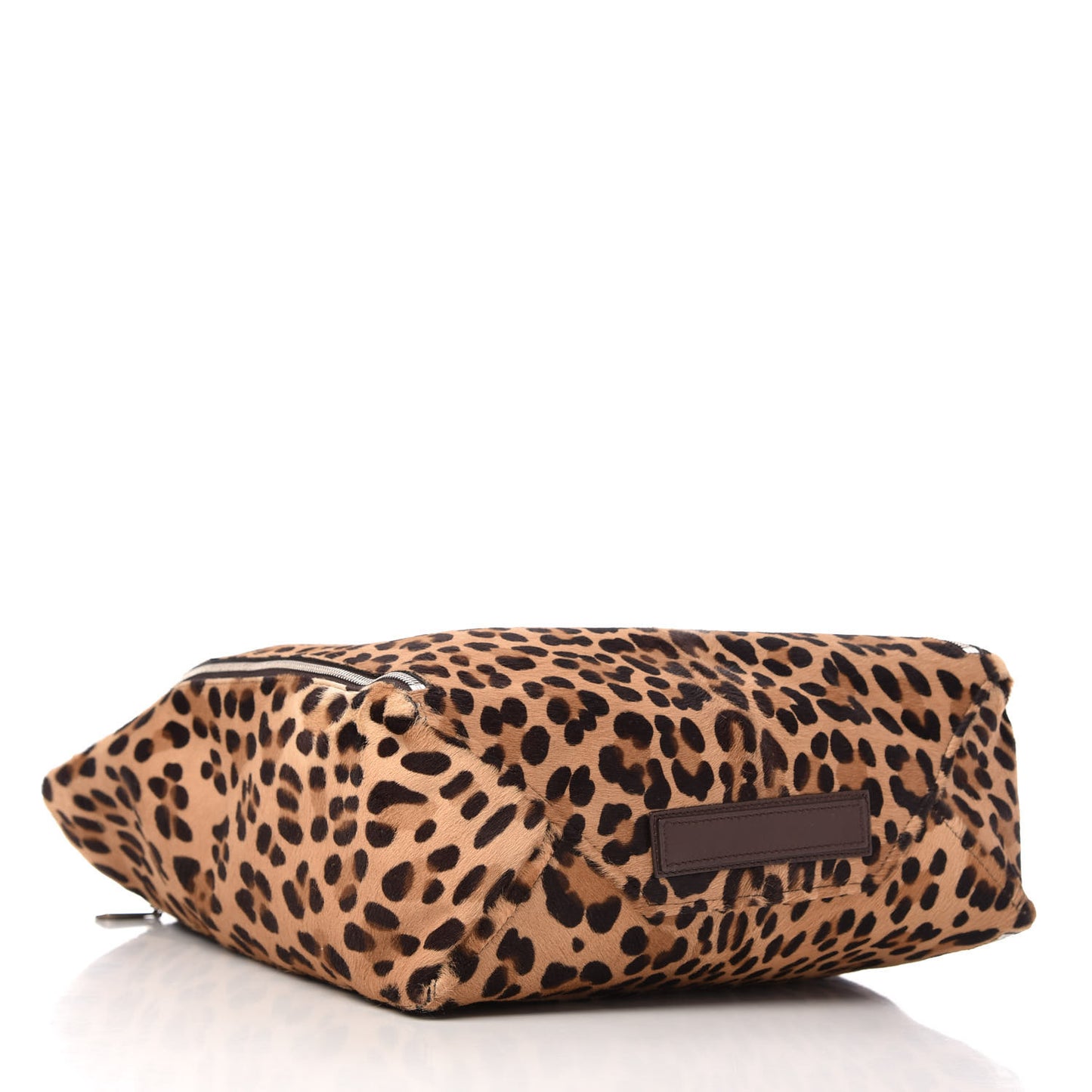Calf Hair Leopard Print Vertical Zip Gusset Cabas