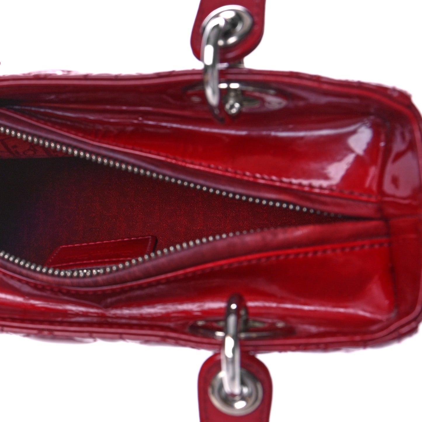 Patent Cannage Medium Lady Dior Red