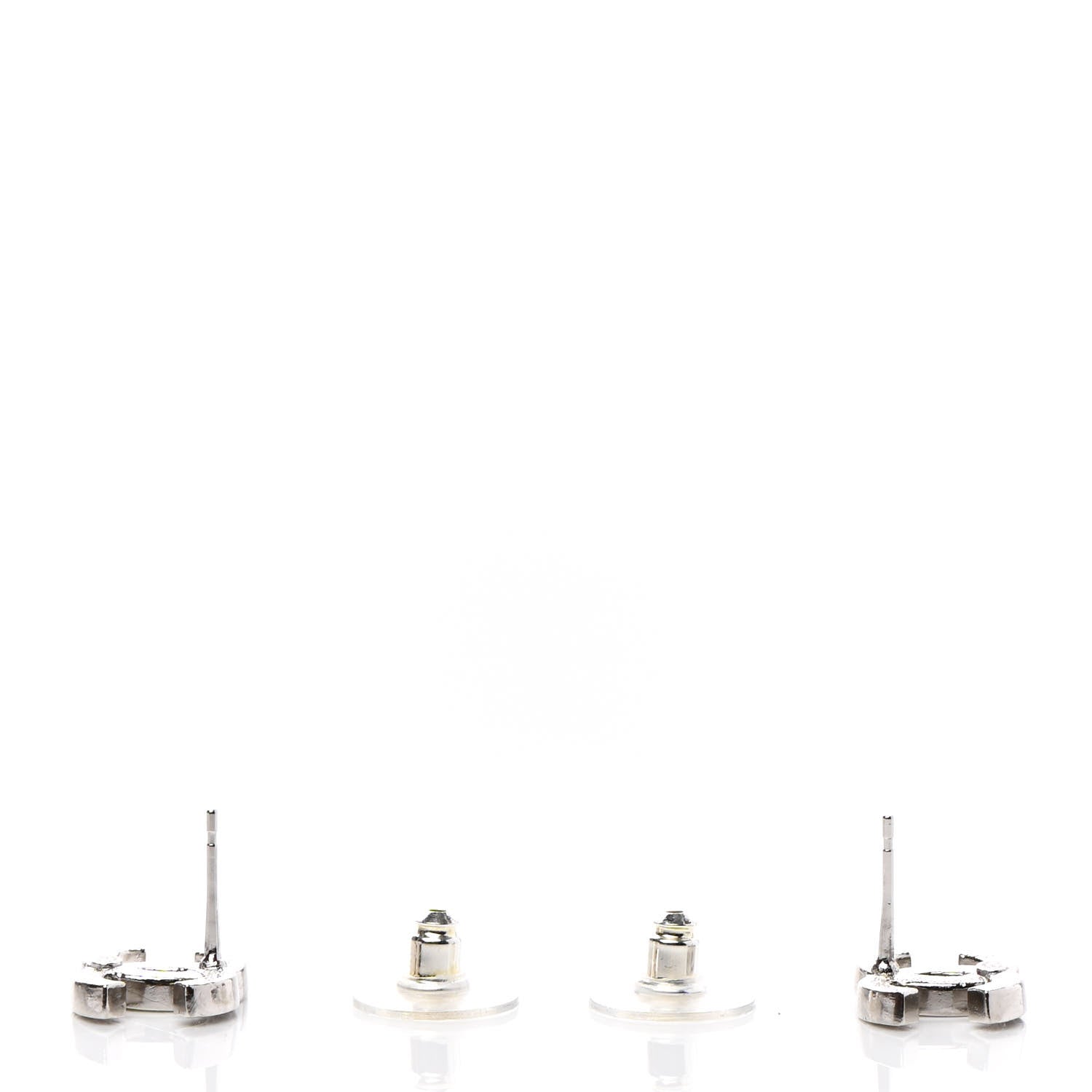 Chanel Crystal CC Earrings Silver Black 3 of 5