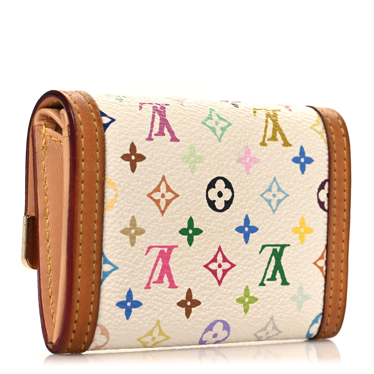 Monogram Multicolor Porte-Monnaie Plat Coin Purse White