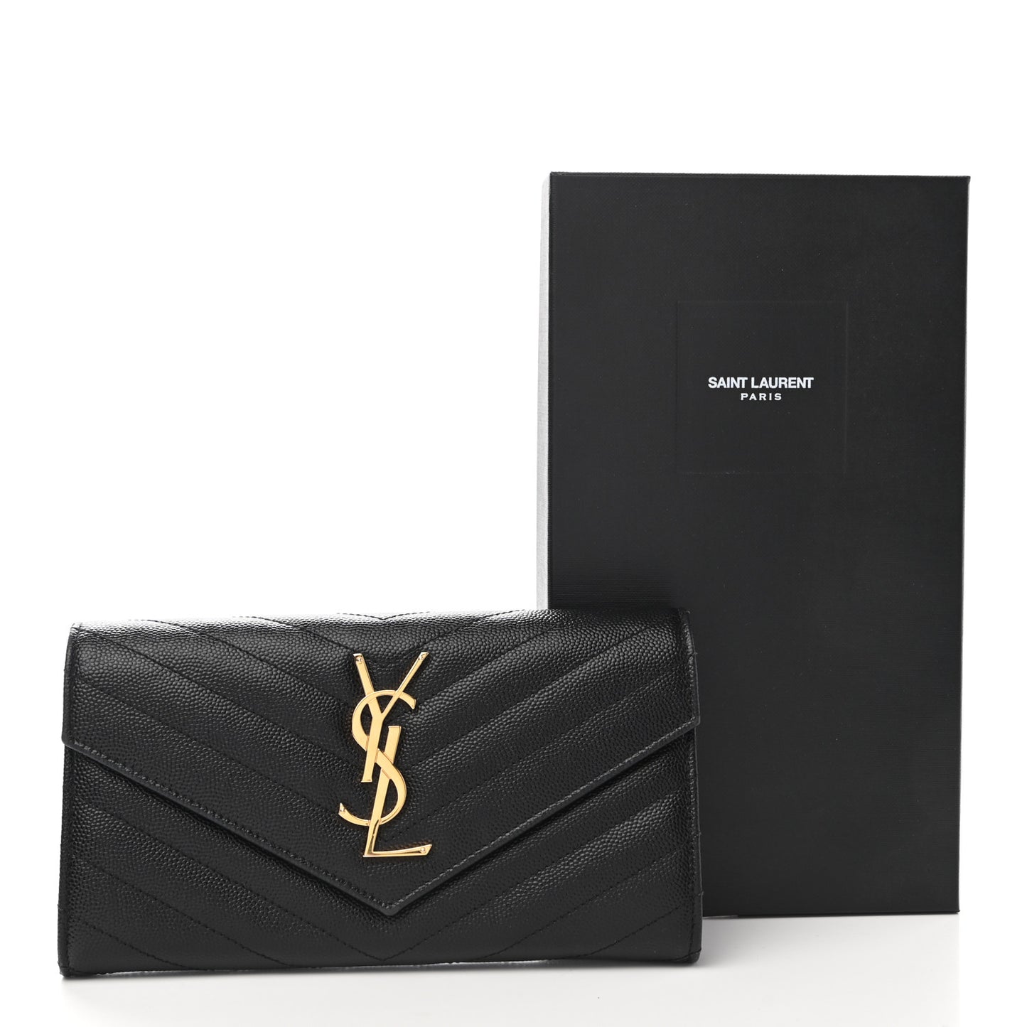 Grain De Poudre Matelasse Chevron Monogram Flap Wallet Black