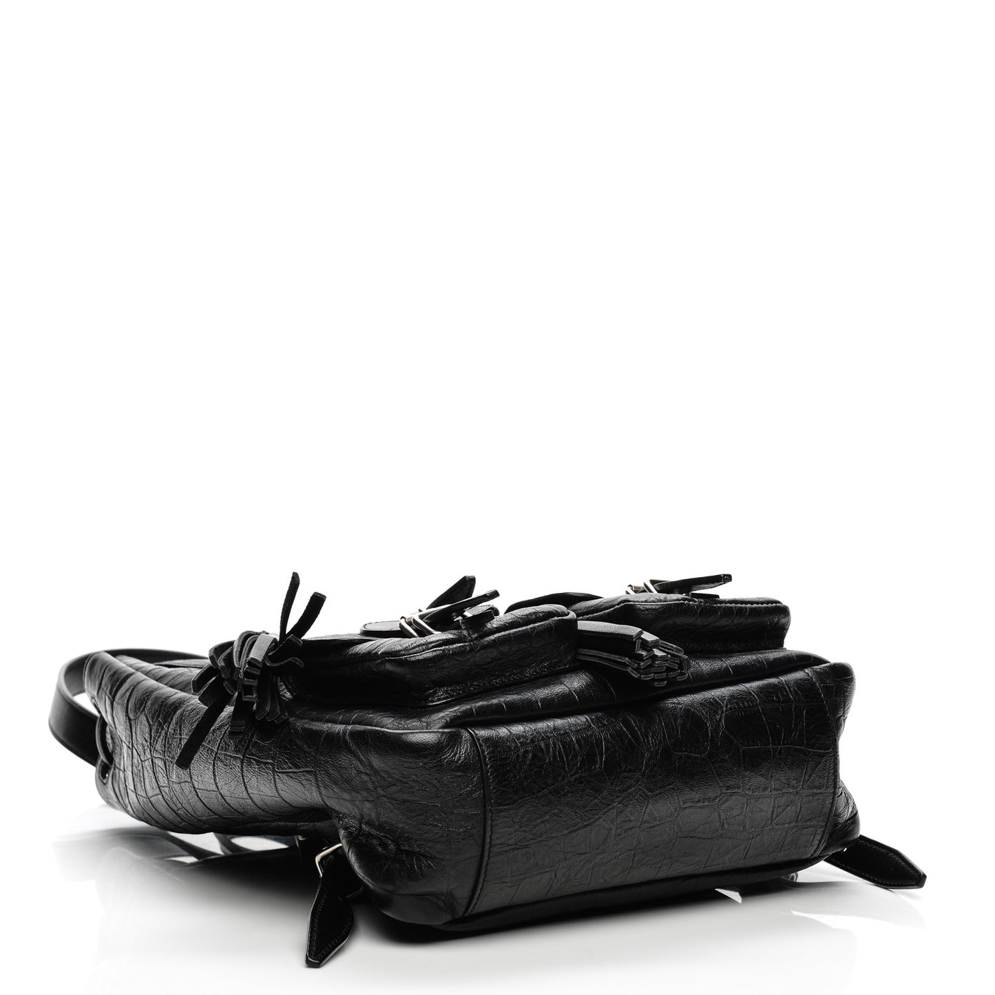 Crocodile Embossed Lambskin Festival Backpack Black