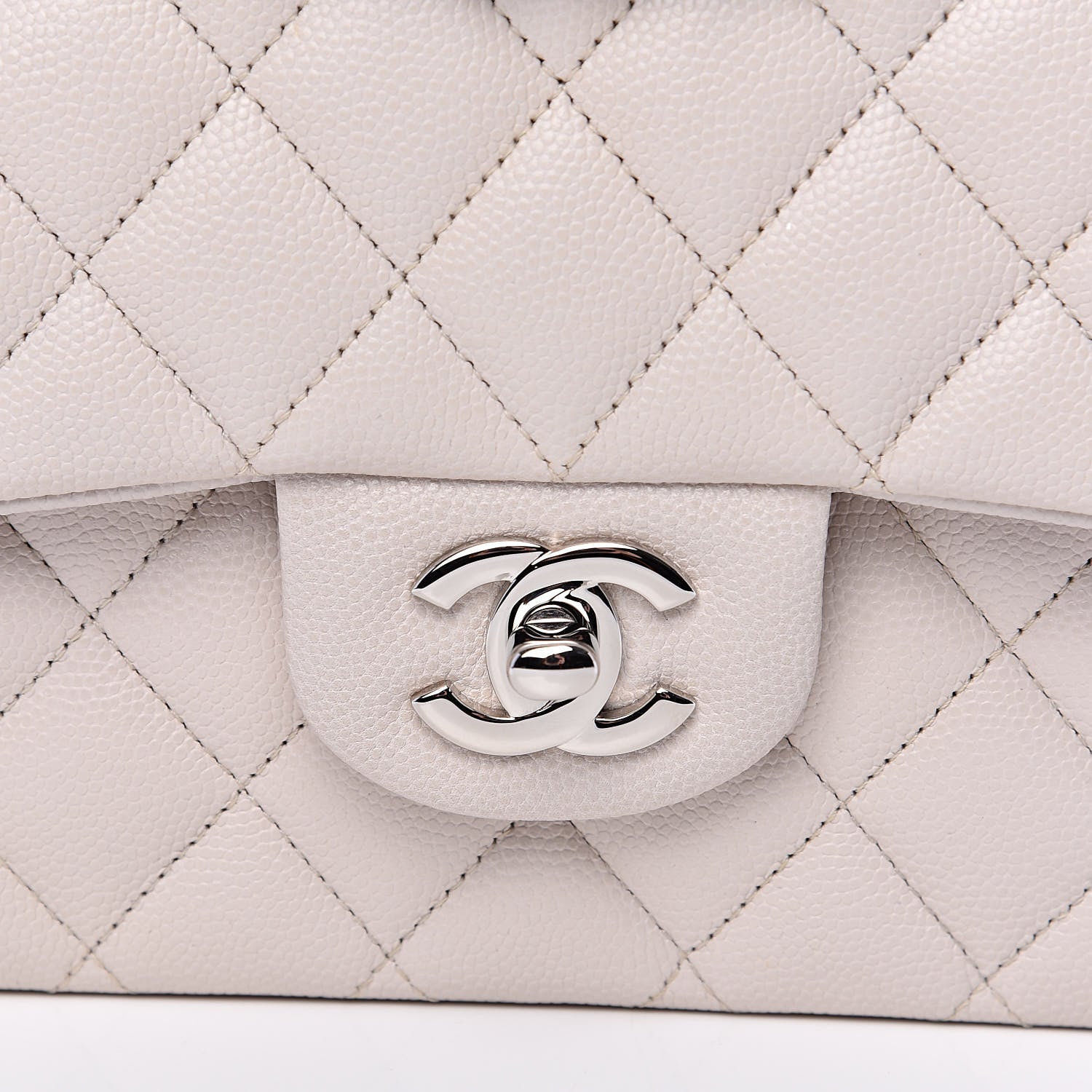 Chanel Caviar Quilted Medium Double Flap Ivory 8 of 11