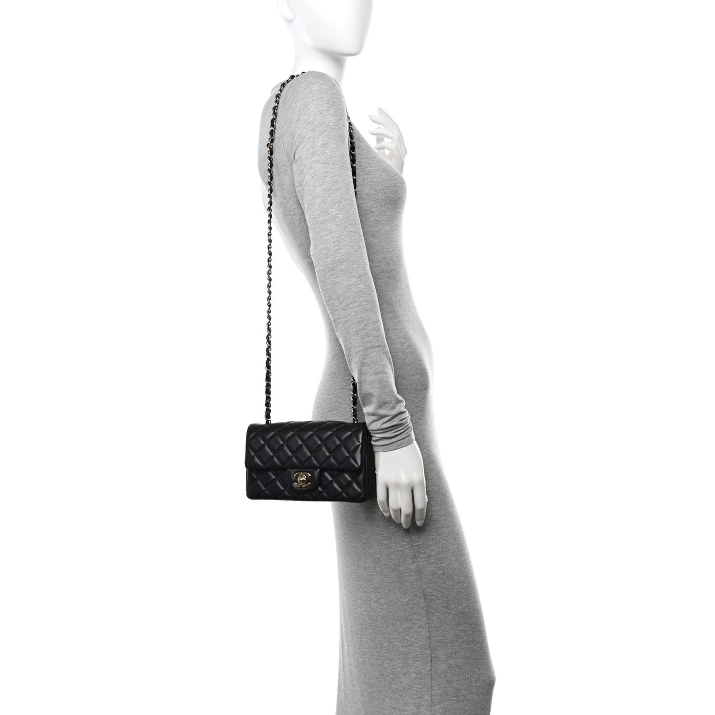 Lambskin Quilted Mini Rectangular Flap Black